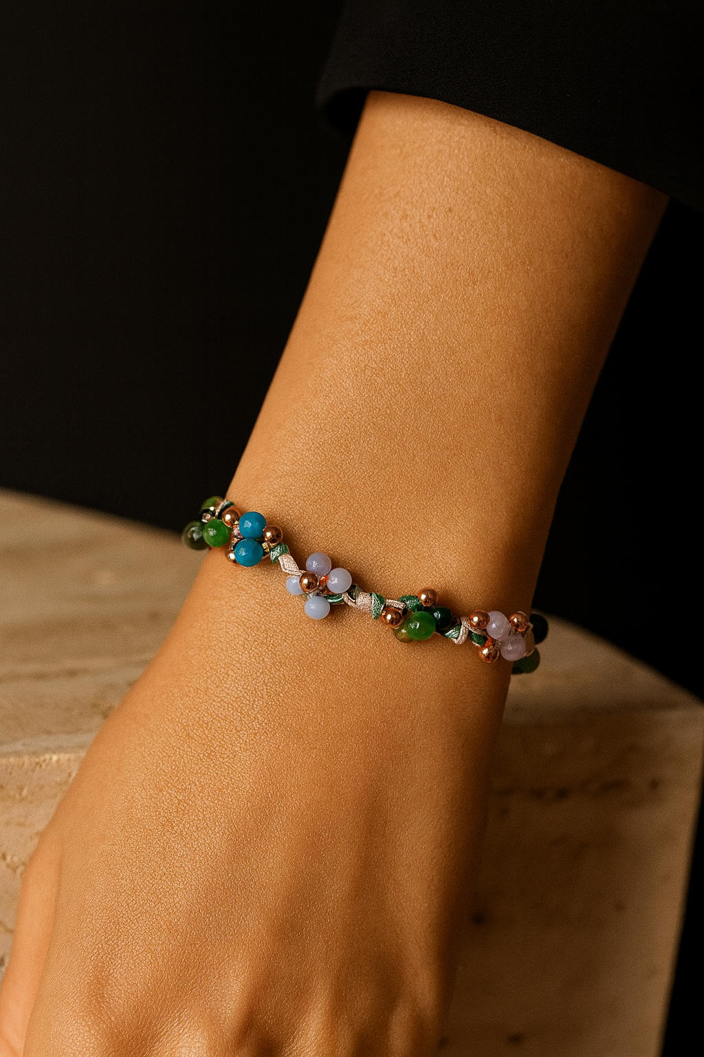 Boğa Burcu - Doğal Taş Makrome Bileklik