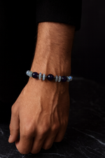 Ametist, Labradorit ve Hematit Doğal Taş Bileklik – Unisex Şık Tasarım