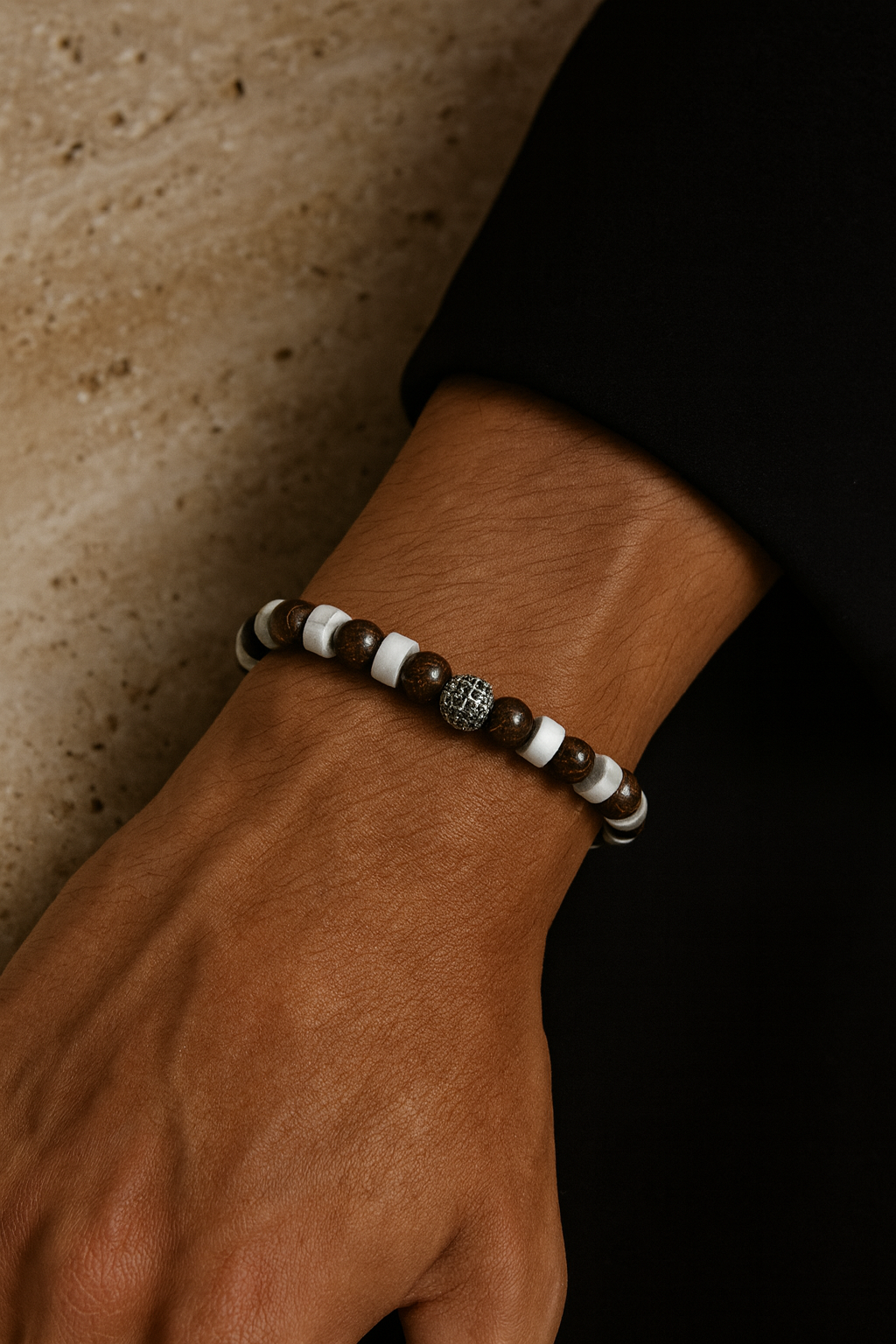 Havlit ve Bronzit Doğal Taş Bileklik – Zirkon Aparatlı Şık Tasarım