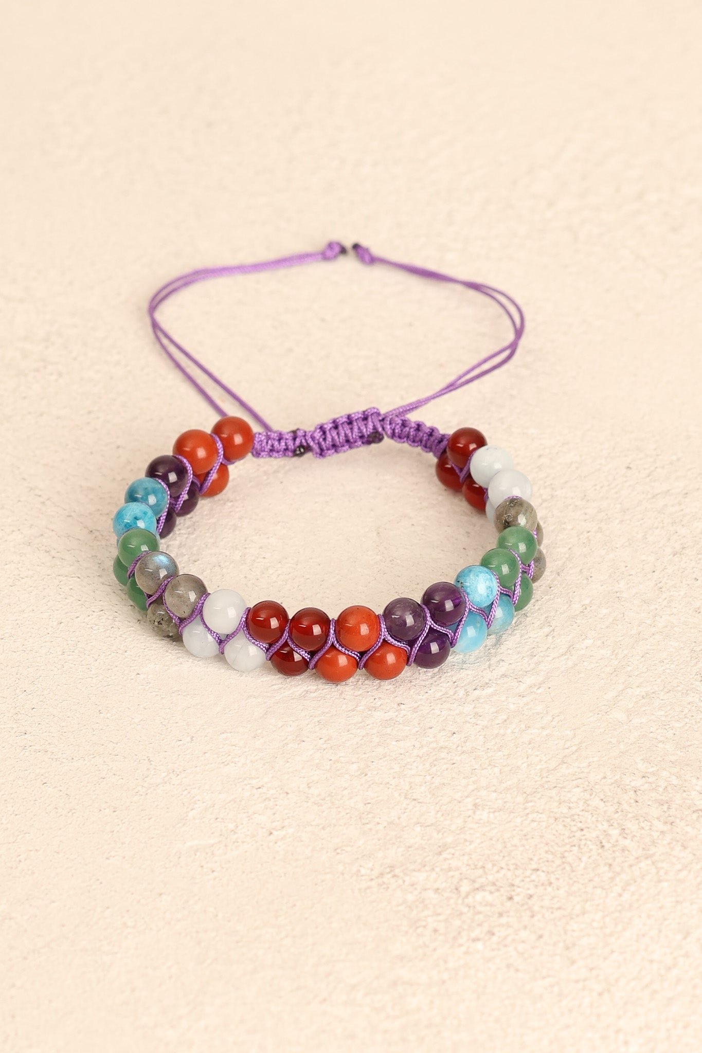 Sertifikalı Yay Burcu Doğal Taş Çift Sıra Makrome Bileklik – 6 mm | Pirtash | Özel Üretim