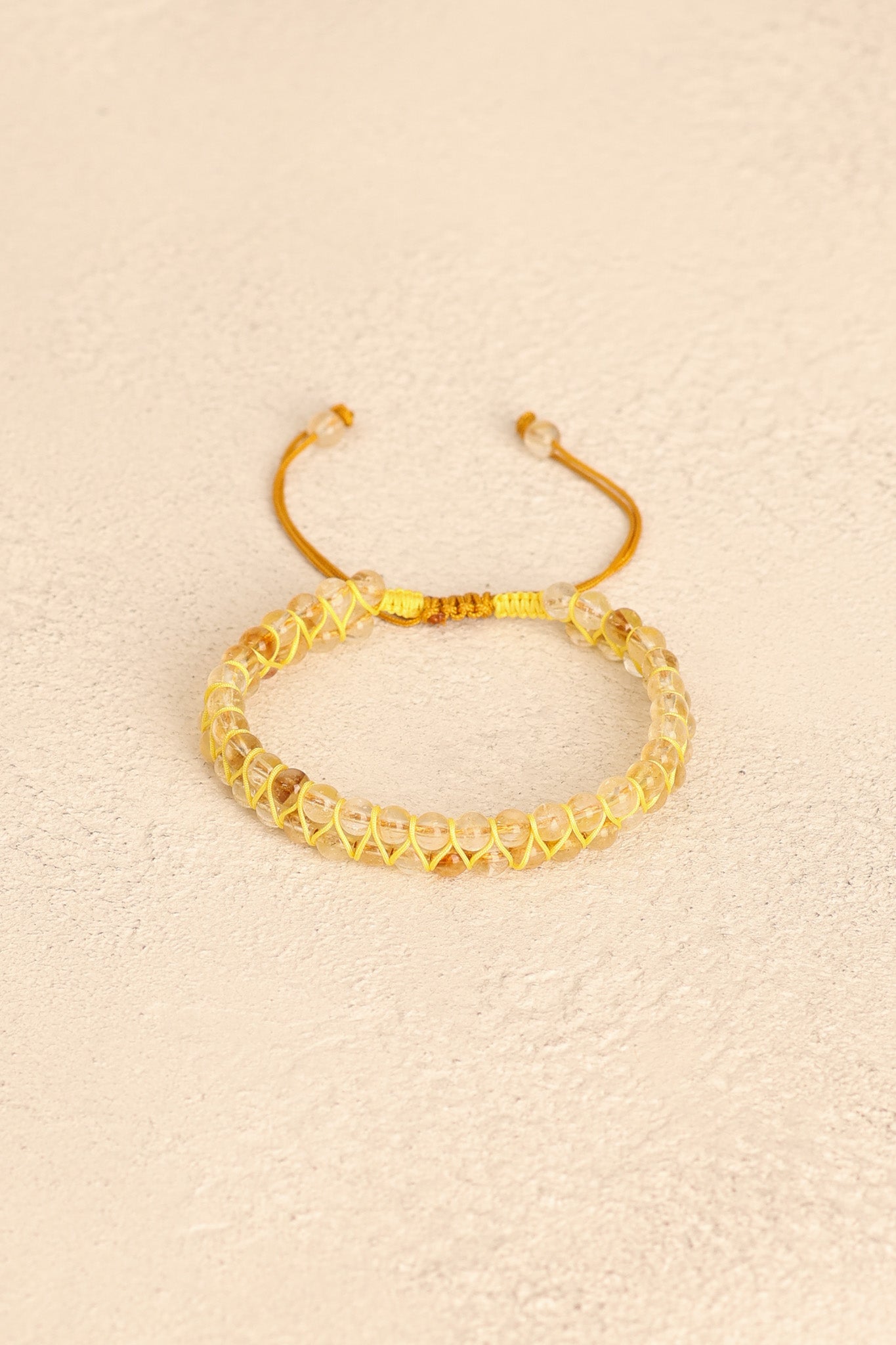 Sertifikalı Sitrin Doğal Taş Çift Sıra Makrome Bileklik – 4 mm | Pirtash | Özel Üretim