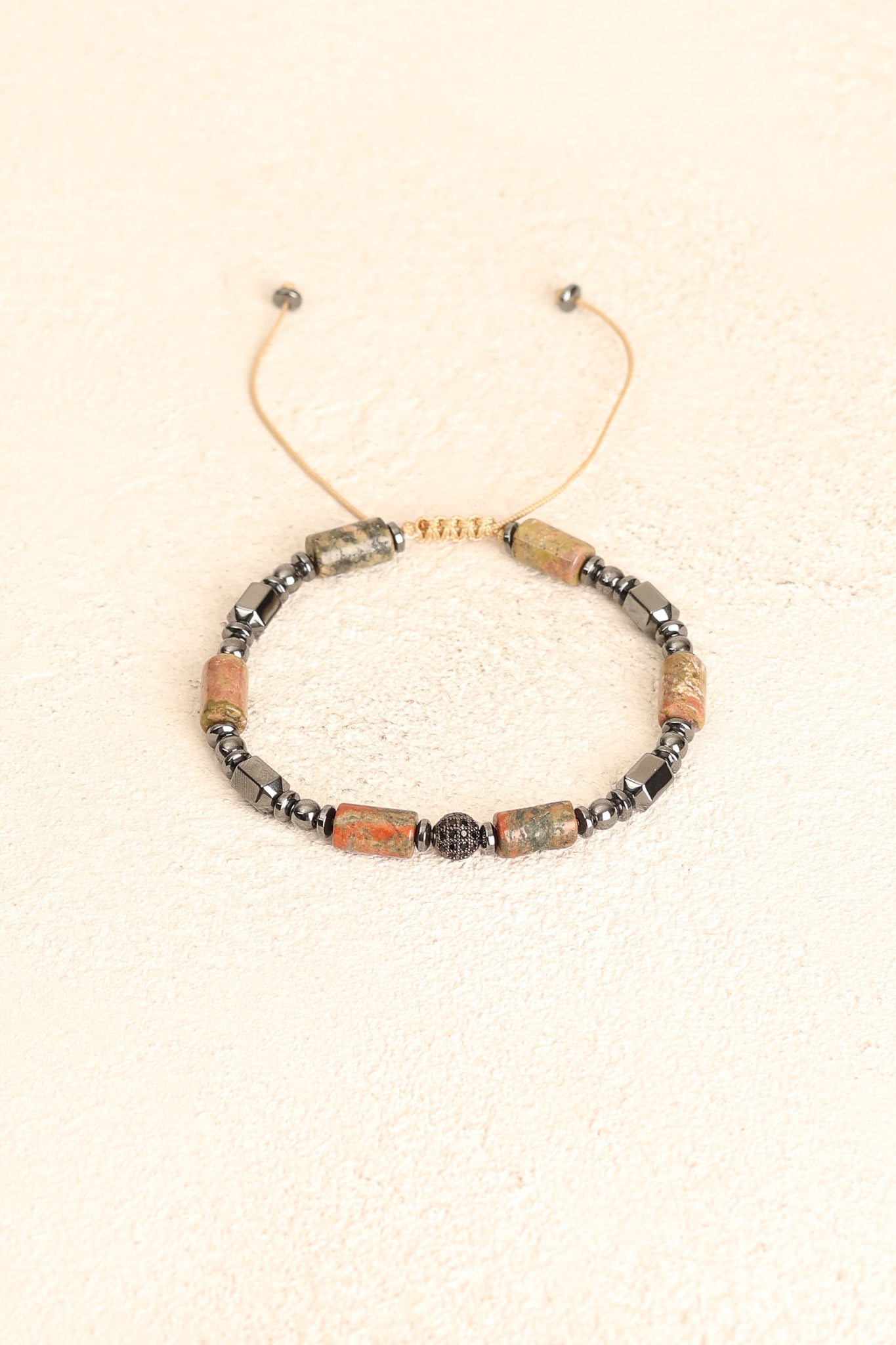 Sertifikalı Unakit & Hematit Doğal Taş Makrome Bileklik | Pirtash | Özel Üretim