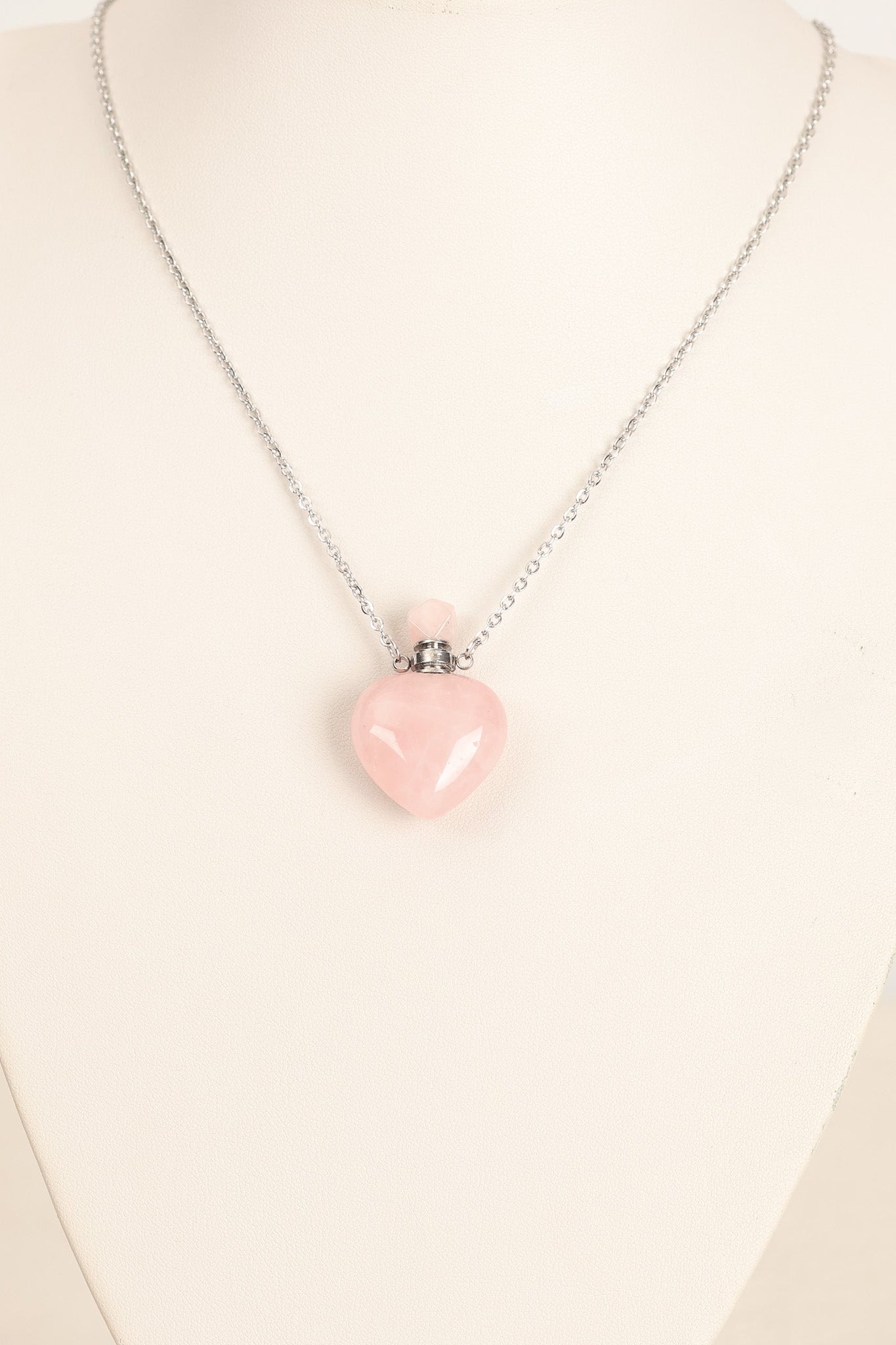 Sertifikalı Pembe Kuvars Doğal Taş Esans Kolyesi | Pirtash | Özel Üretim