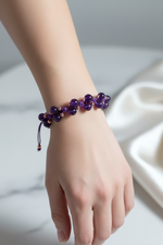 Ametist Doğal Taş Merdiven Kapama İpli Bileklik – Ayarlanabilir Tasarım