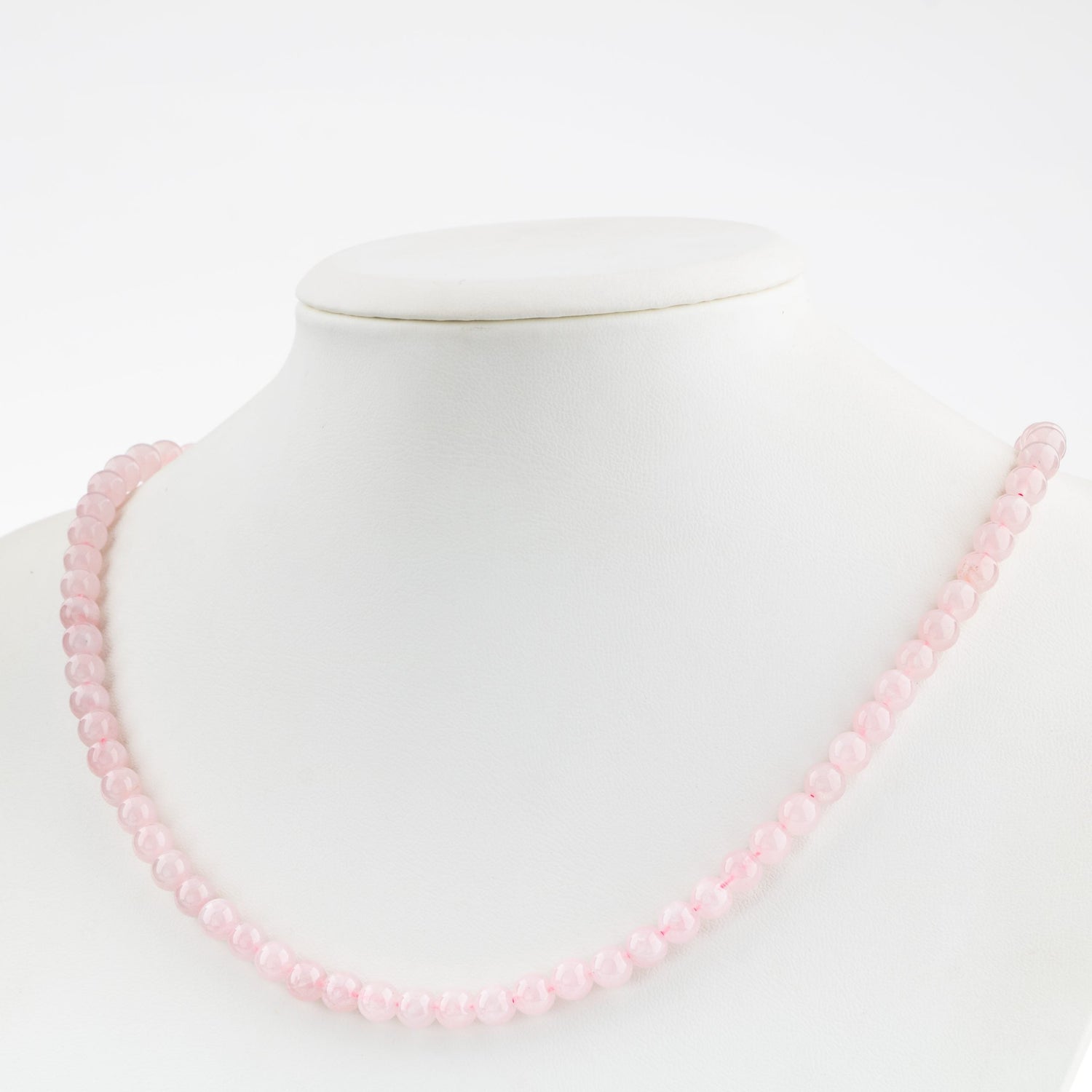 Pembe Kuvars 6 mm Dizi Doğal Taş Kolye