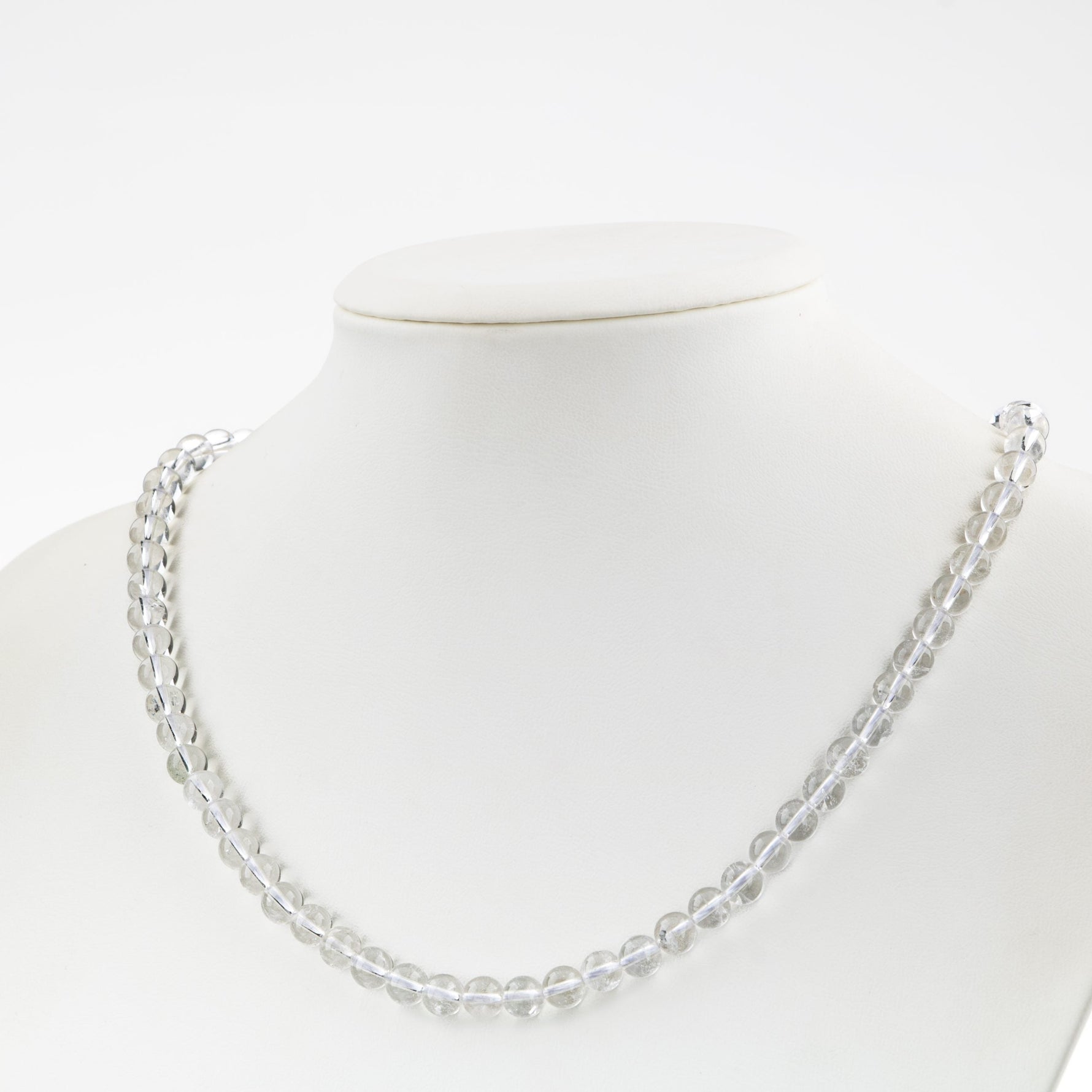 Kristal Kuvars 6 mm Dizi Doğal Taş Kolye