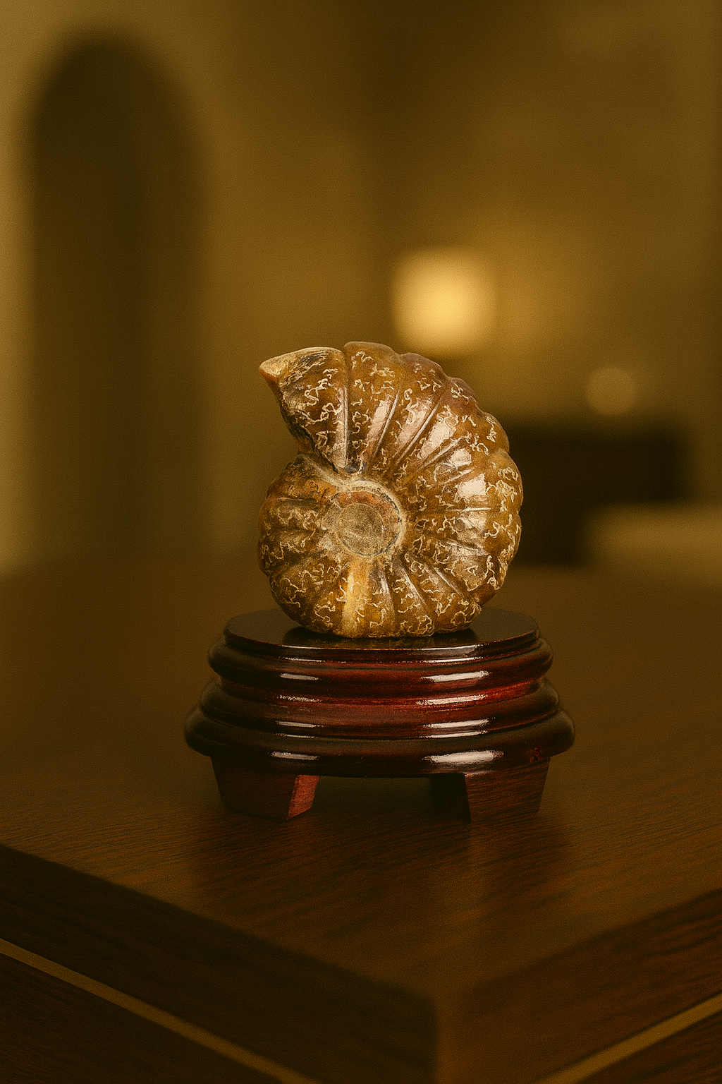 Amonit Doğal Taş Standlı Fosil