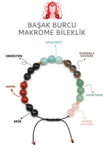 Sertifikalı Başak Burcu Doğal Taş Makrome Bileklik