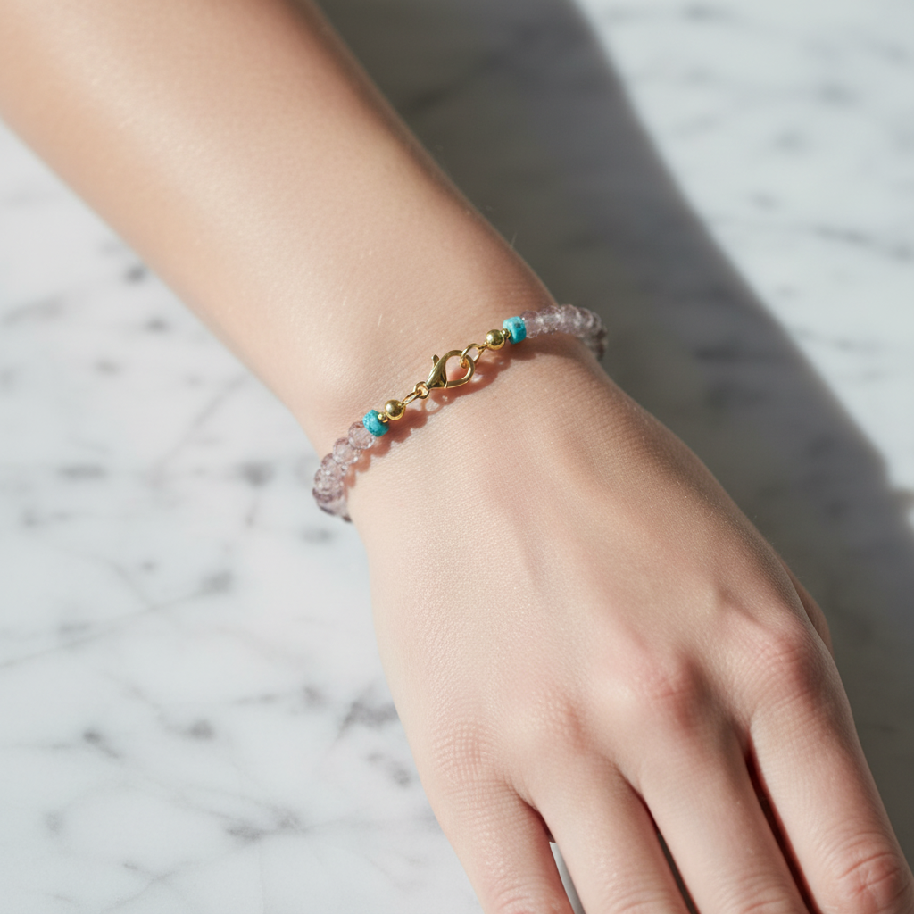 Dumanlı Kuvars, Turkuaz Doğal Taş Bileklik