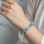 Akuamarin Naturel Doğal Taş Makrome Bileklik