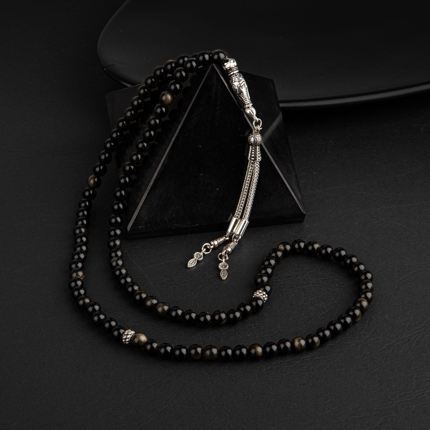 Golden Obsidyen Doğal Taş Tesbih 99luk - 6mm