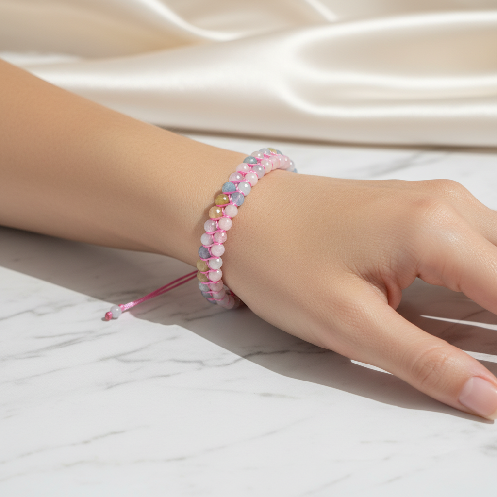 Helidor 3-4 mm Çift Sıra Doğal Taş Bileklik – Unisex El İşçiliği