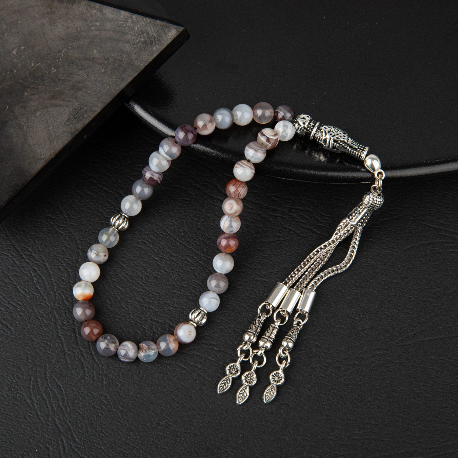 Botswana Akiği Doğal Taş Tesbih 33lük - 6mm