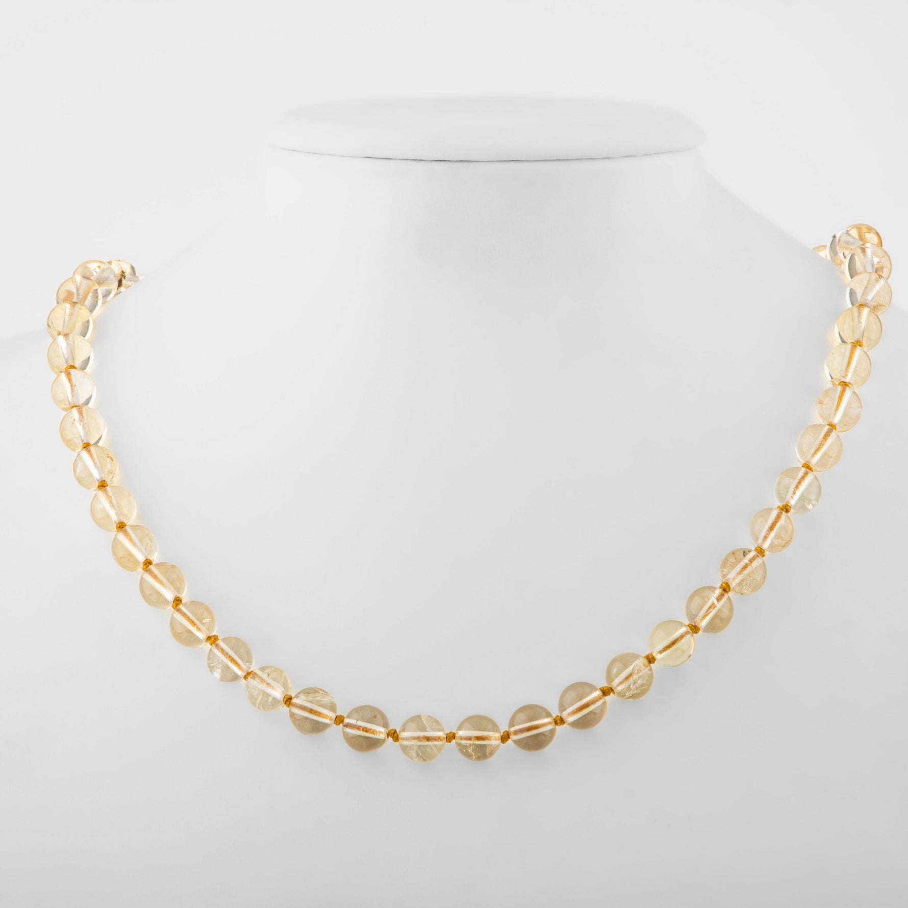 Sitrin 8 mm Düğümlü Doğal Taş Kolye