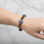 Oğlak Burcu Doğal Taş Bileklik – Granat Lal, Kaplan Gözü, Karlı Obsidyen, Akik & Lapis Lazuli