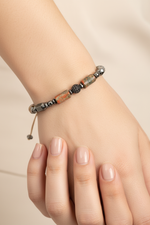 Sertifikalı Unakit & Hematit Doğal Taş Makrome Bileklik | Pirtash | Özel Üretim