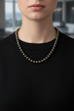 Pirit Doğal Taş Kolye – 8 mm Düğümlü, Unisex Tasarım