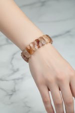 Altın Rutilli Kuvars Doğal Taş Geniş Kesim Bileklik