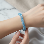 Akuamarin 3-4mm Çift Sıra Doğal Taş Makrome Bileklik – El İşçiliği