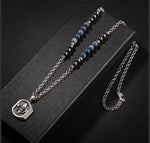 Erkek Kolyesi Dumortierit-hematit Doğal Taş Gümüş Tasarım Kolye