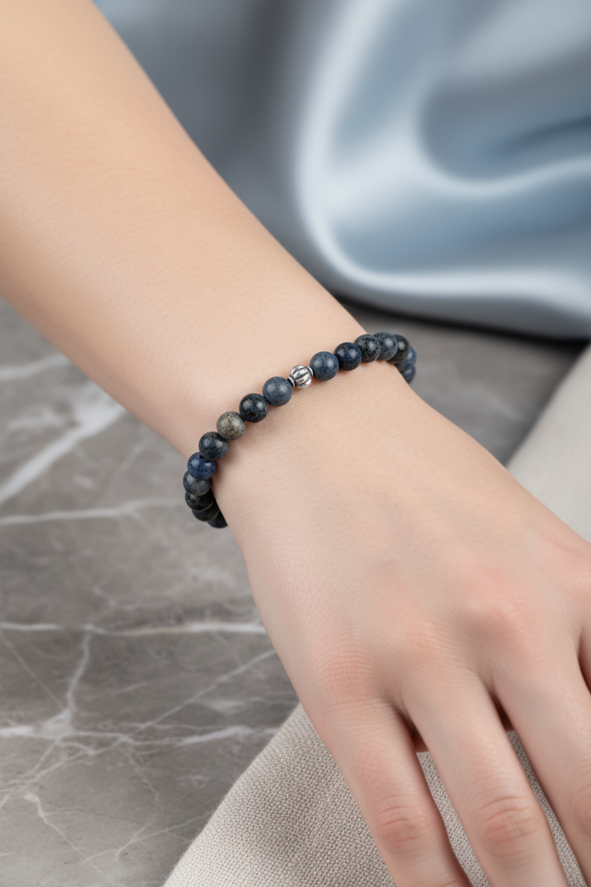 Dumortierit 6mm Doğal Taş Bileklik