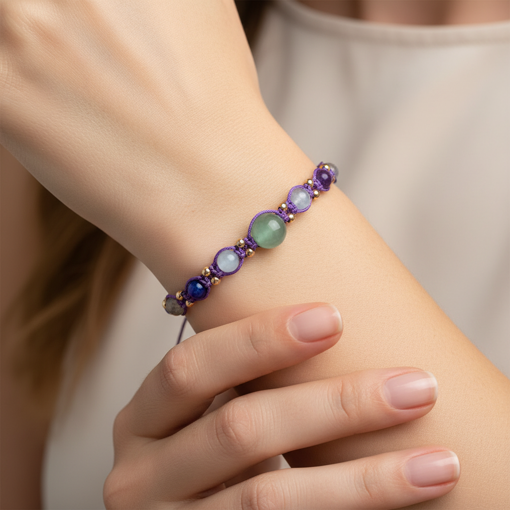 Yay Burcu Doğal Taş Makrome Bileklik