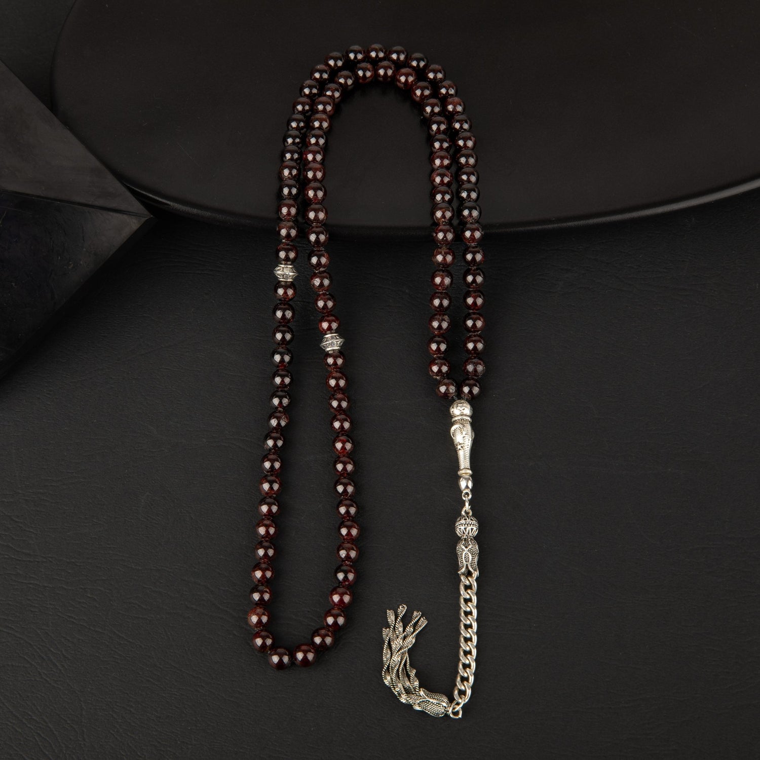 Bordo Granat Lal Doğal Taş Tesbih 99luk - 6mm