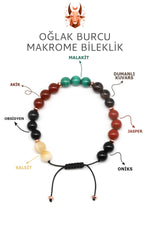 Sertifikalı Oğlak Burcu Doğal Taş Makrome Bileklik