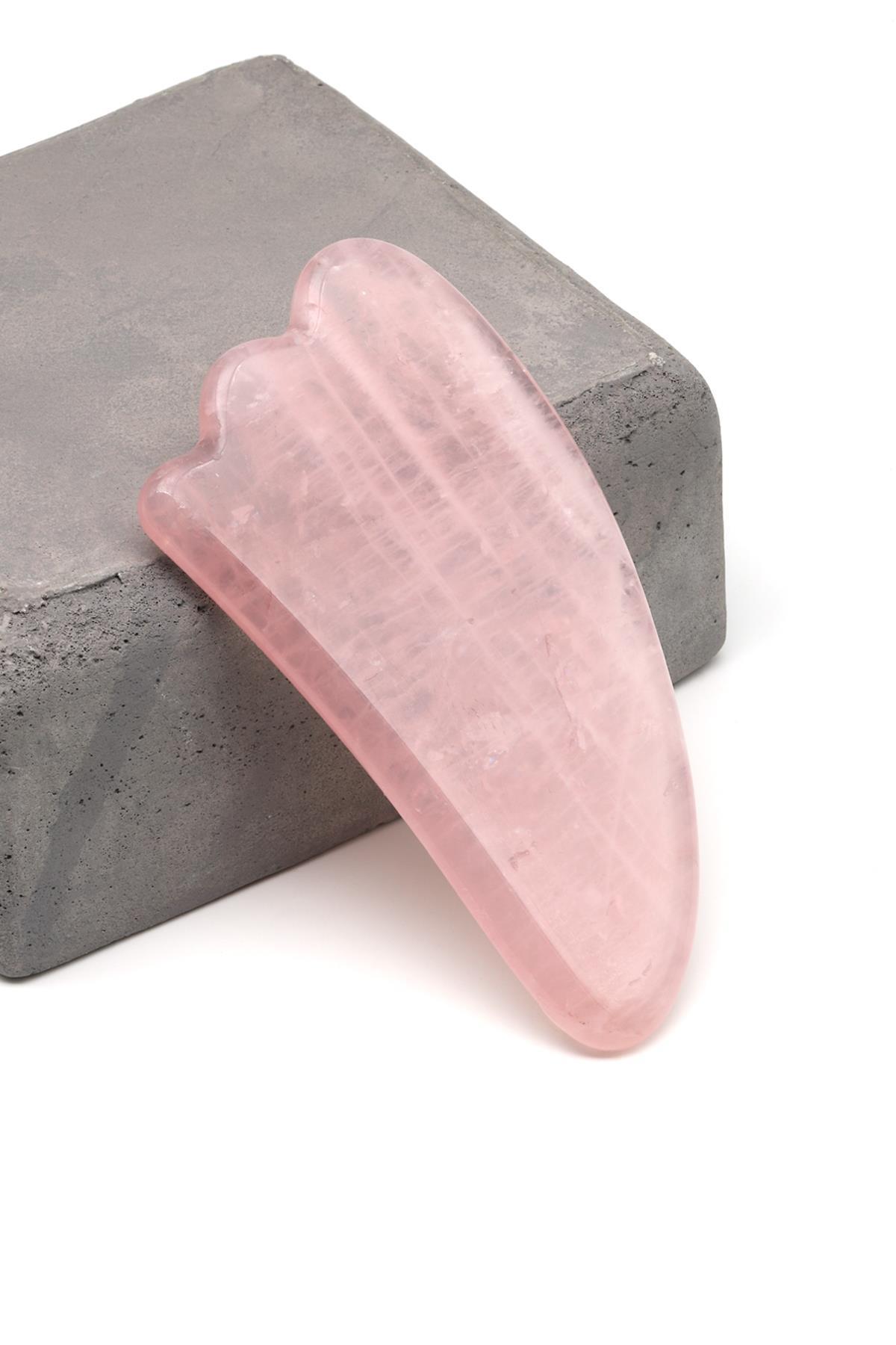 Sertifikalı Pembe Kuvars Doğal Taş Gua Sha Yüz Masaj Taşı | Pirtash | Özel Üretim