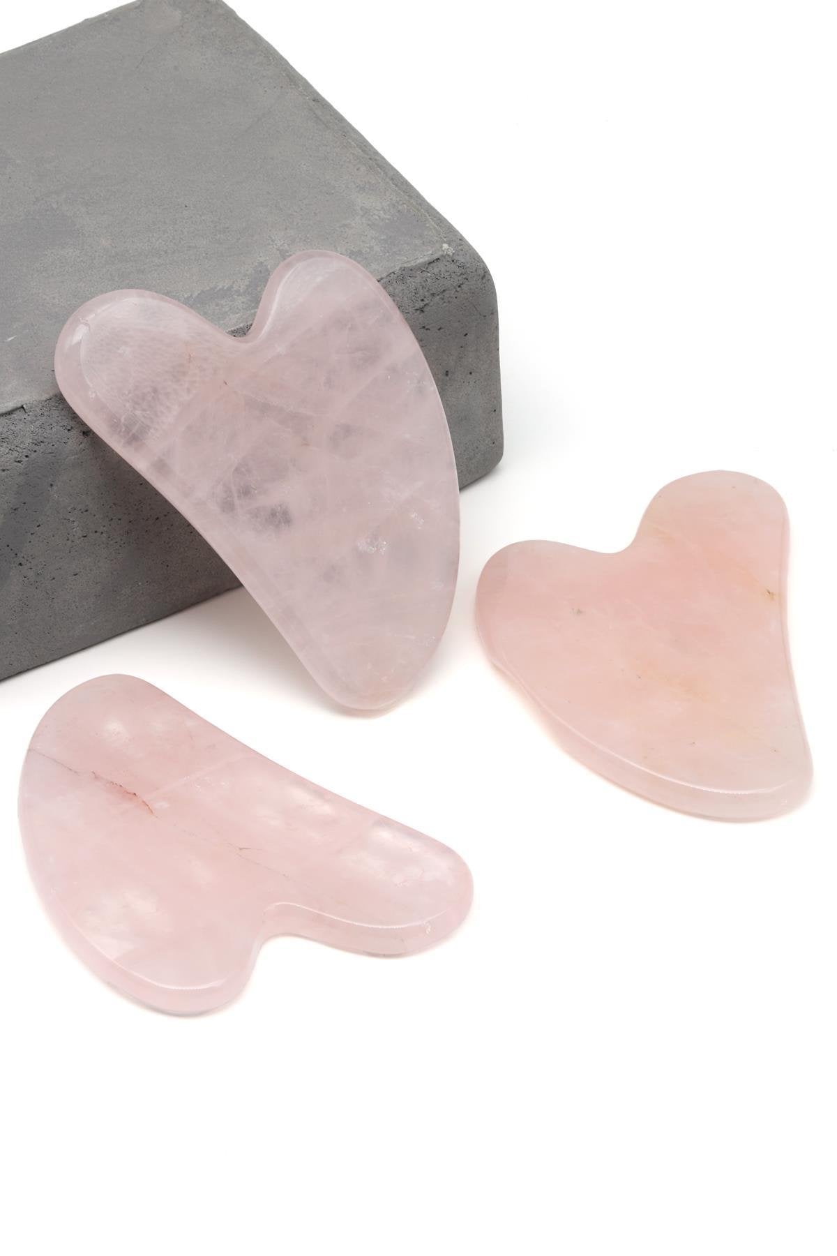 Sertifikalı Pembe Kuvars Doğal Taş Gua Sha Yüz Masaj Taşı | Pirtash | Özel Üretim