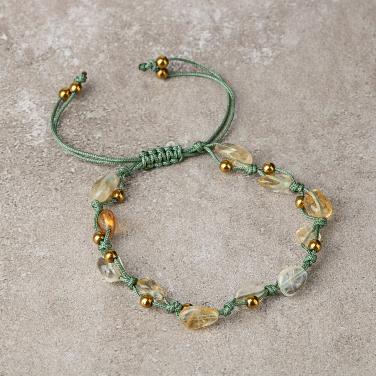 Sertifikalı Sitrin Natürel Kesim Doğal Taş Makrome Bileklik