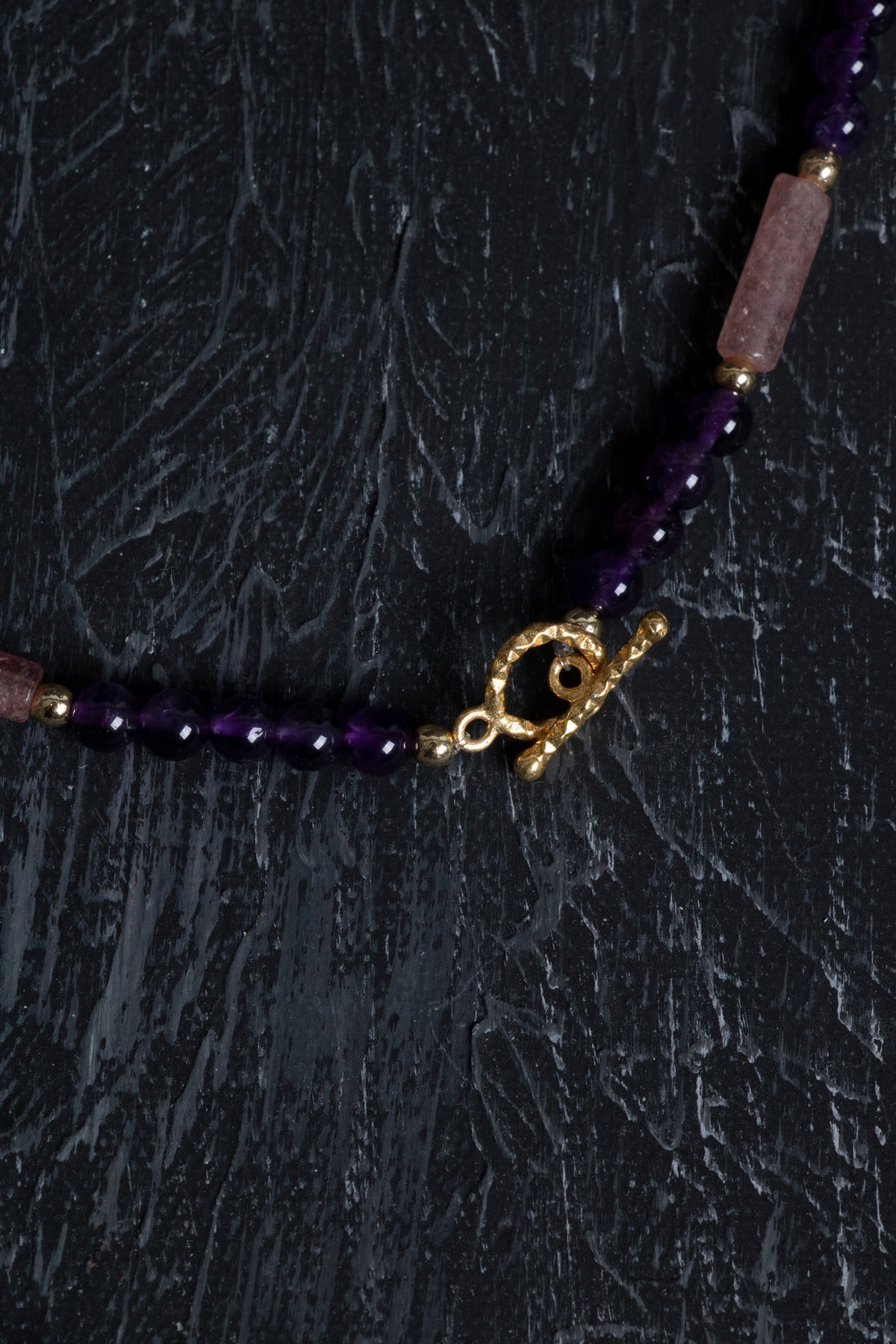 Sertifikalı Ametist, Çilek Kuvars Gümüş Kapama Doğal Taş Kolye