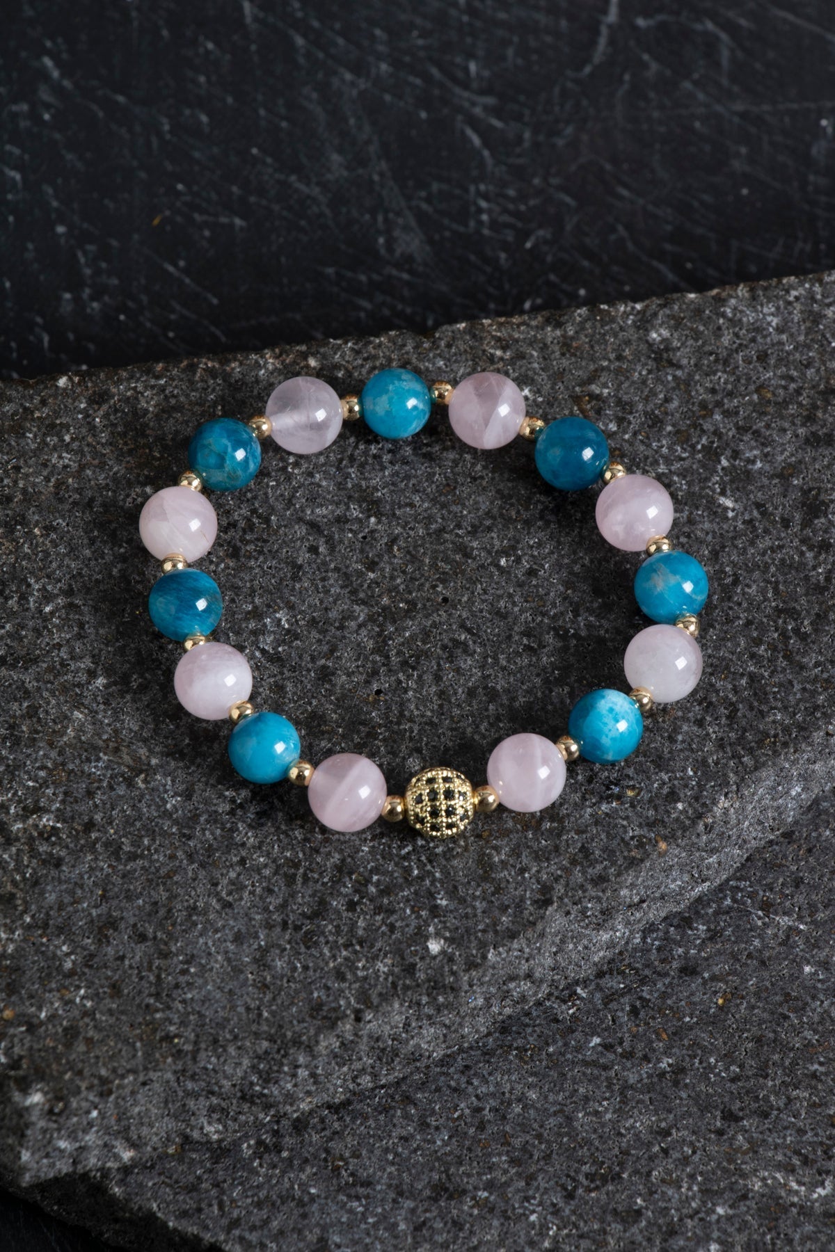 Sertifikalı Apatit, Pembe Kuvars ve Hematit Bileklik