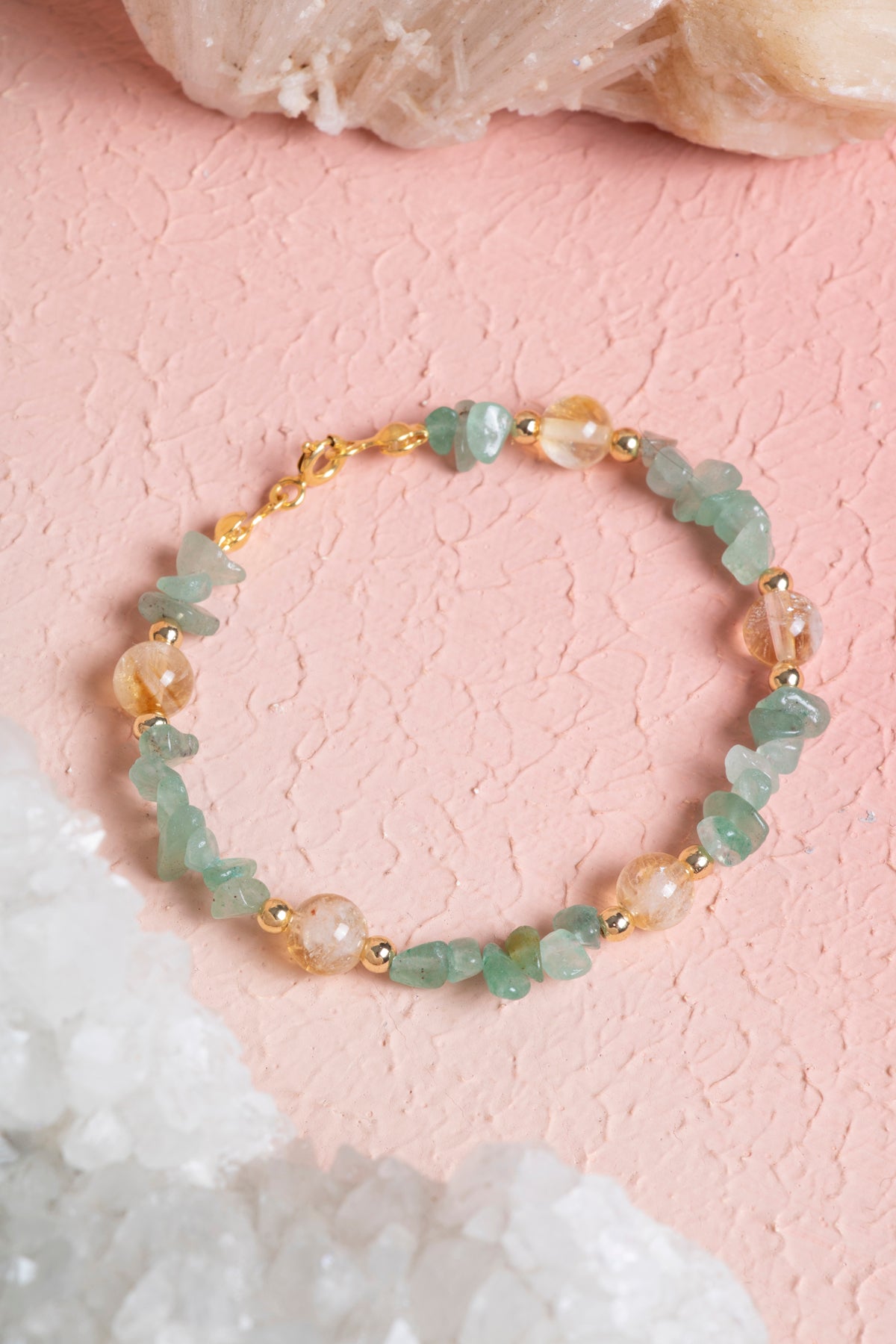 Sertifikalı Aventurin, Sitrin, Hematit Gümüş Doğal Taş Bileklik