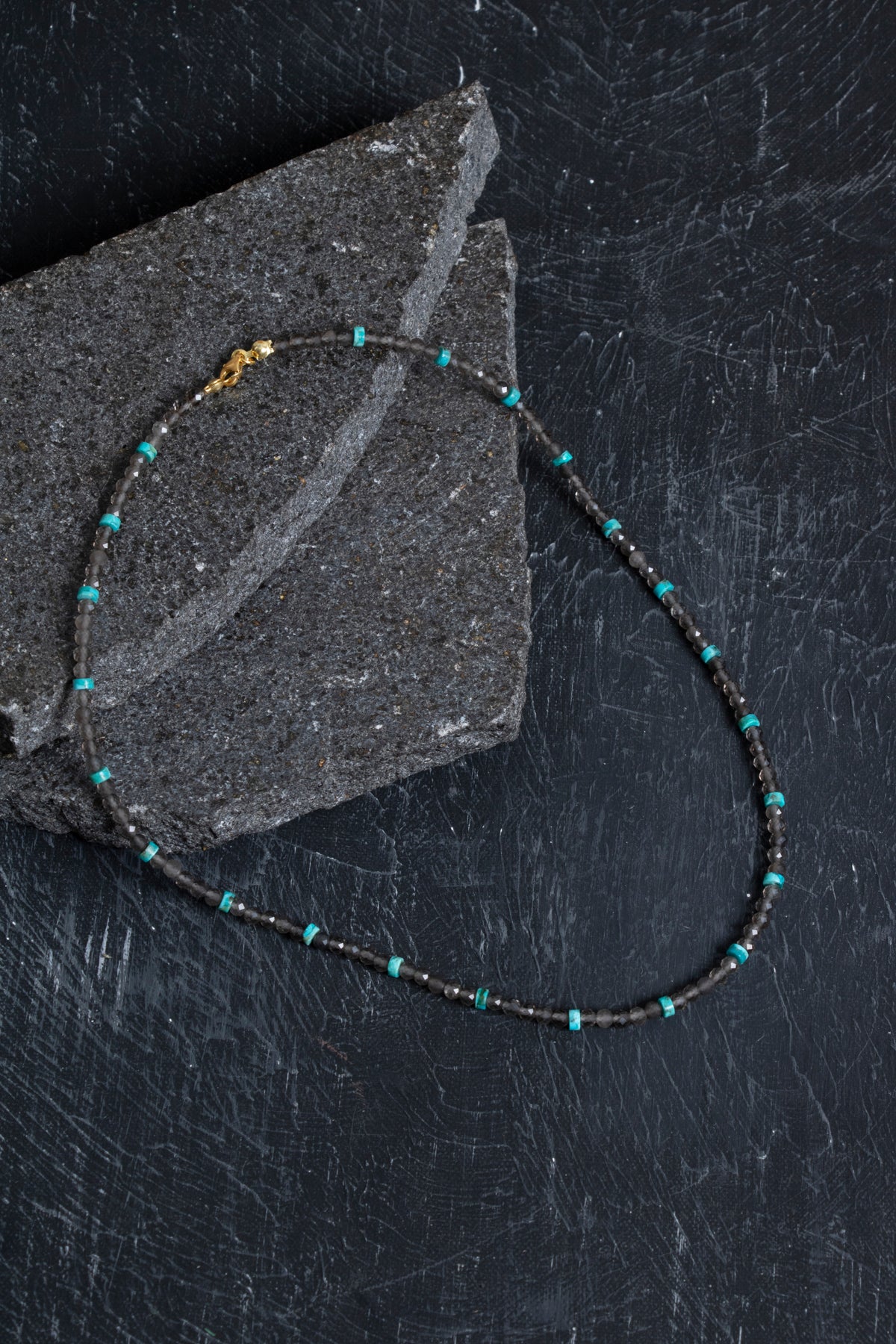 Sertifikalı Dumanlı Kuvars, Turkuaz Doğal Taş Kolye