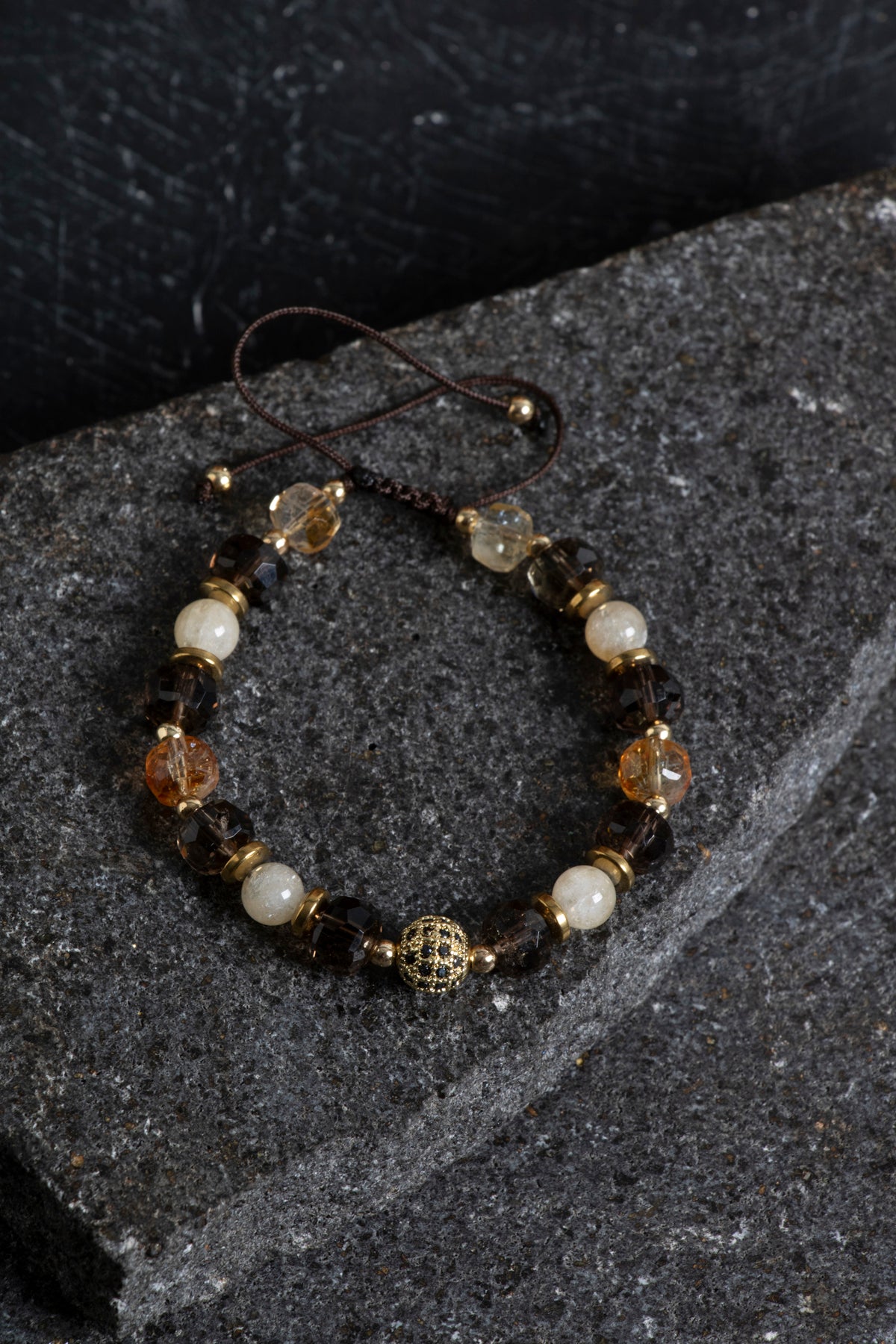 Sertifikalı Dumanlı Kuvars Sitrin Hematit Doğaltaş Bileklik