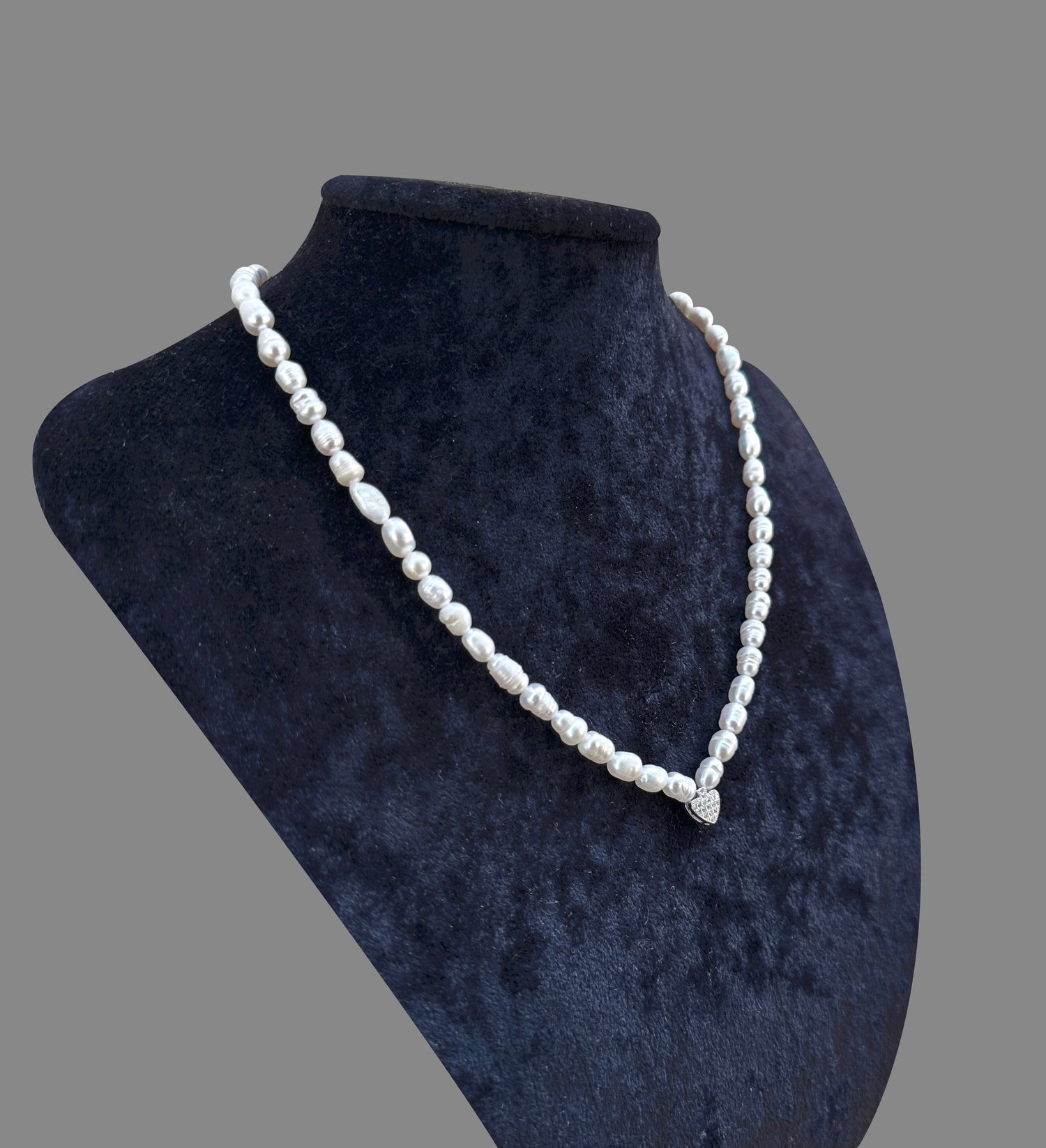 Sertifikalı Hakiki Orijinal İnci Doğal Taş Gümüş Aparatlı (Kalp Aparatlı) Kolye