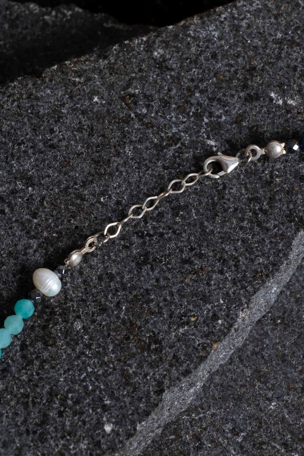 Sertifikalı Lapis, Amazonit, İnci Doğal Taş Kolye