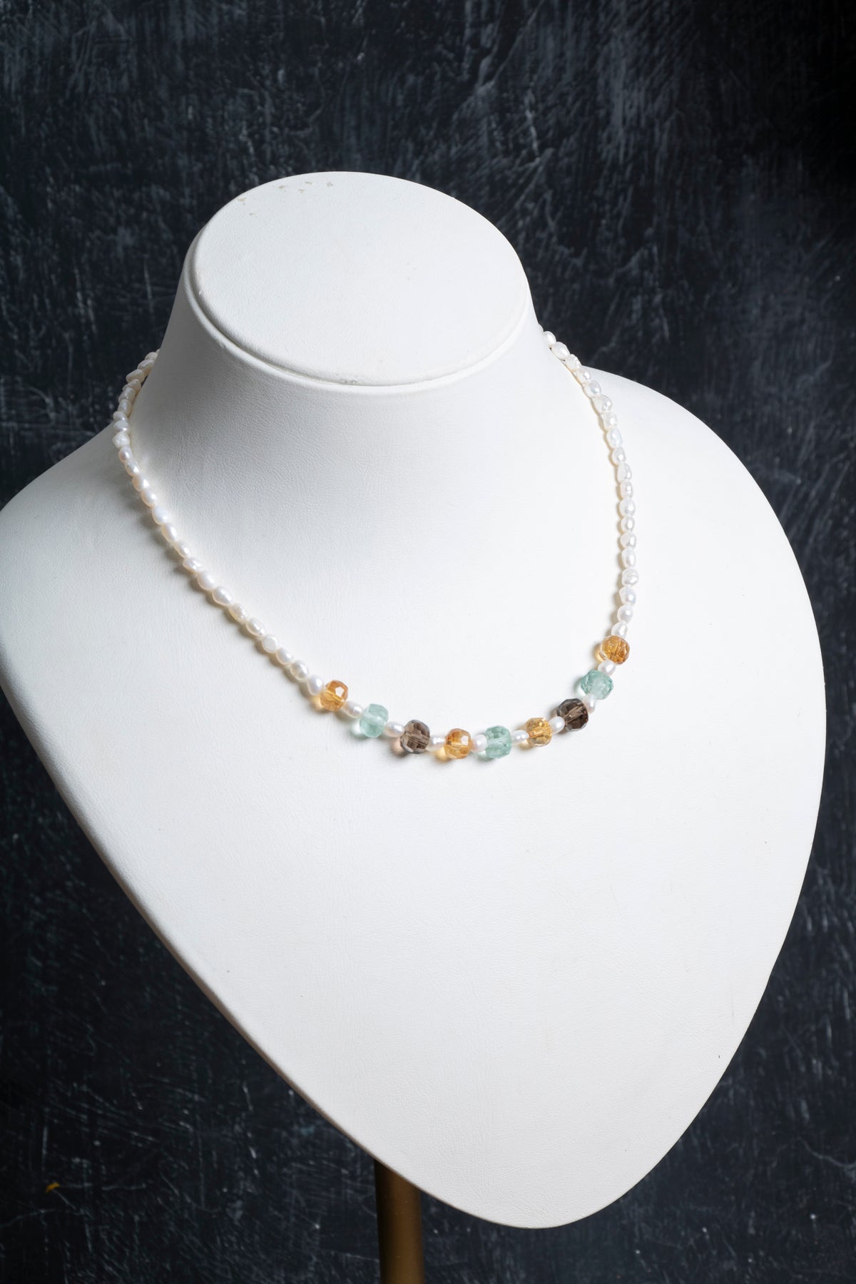 Sertifikalı Sitrin Florit İnci Dumanlı Kuvars Doğal Taş Kolye