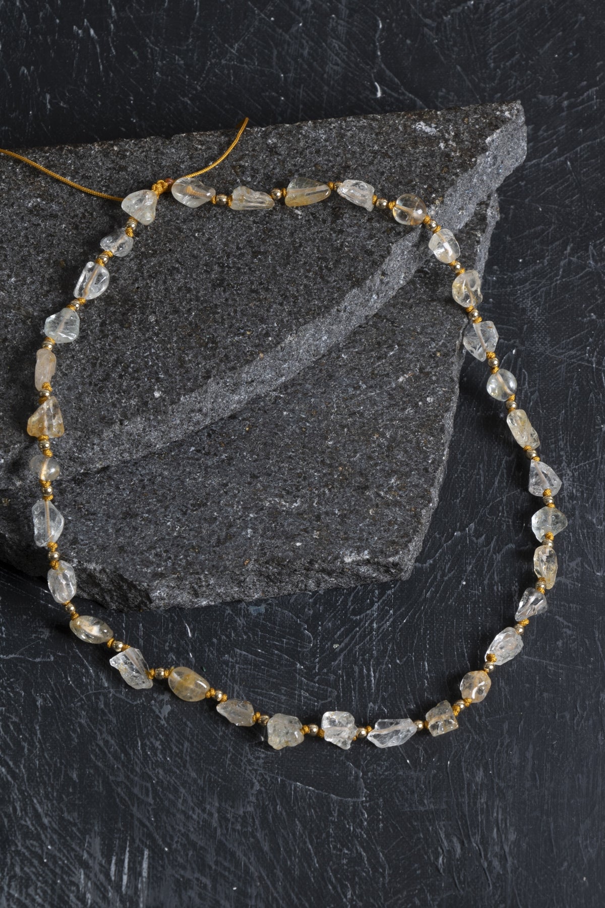 Sertifikalı Sitrin Naturel Doğal Taş Makrome Kolye