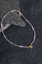 Sertifikalı Yakut, Pembe Kuvars Altın Kaplama Gümüş Kapama Kolye