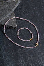 Sertifikalı Yakut, Pembe Kuvars Altın Kaplama Gümüş Kapama Set