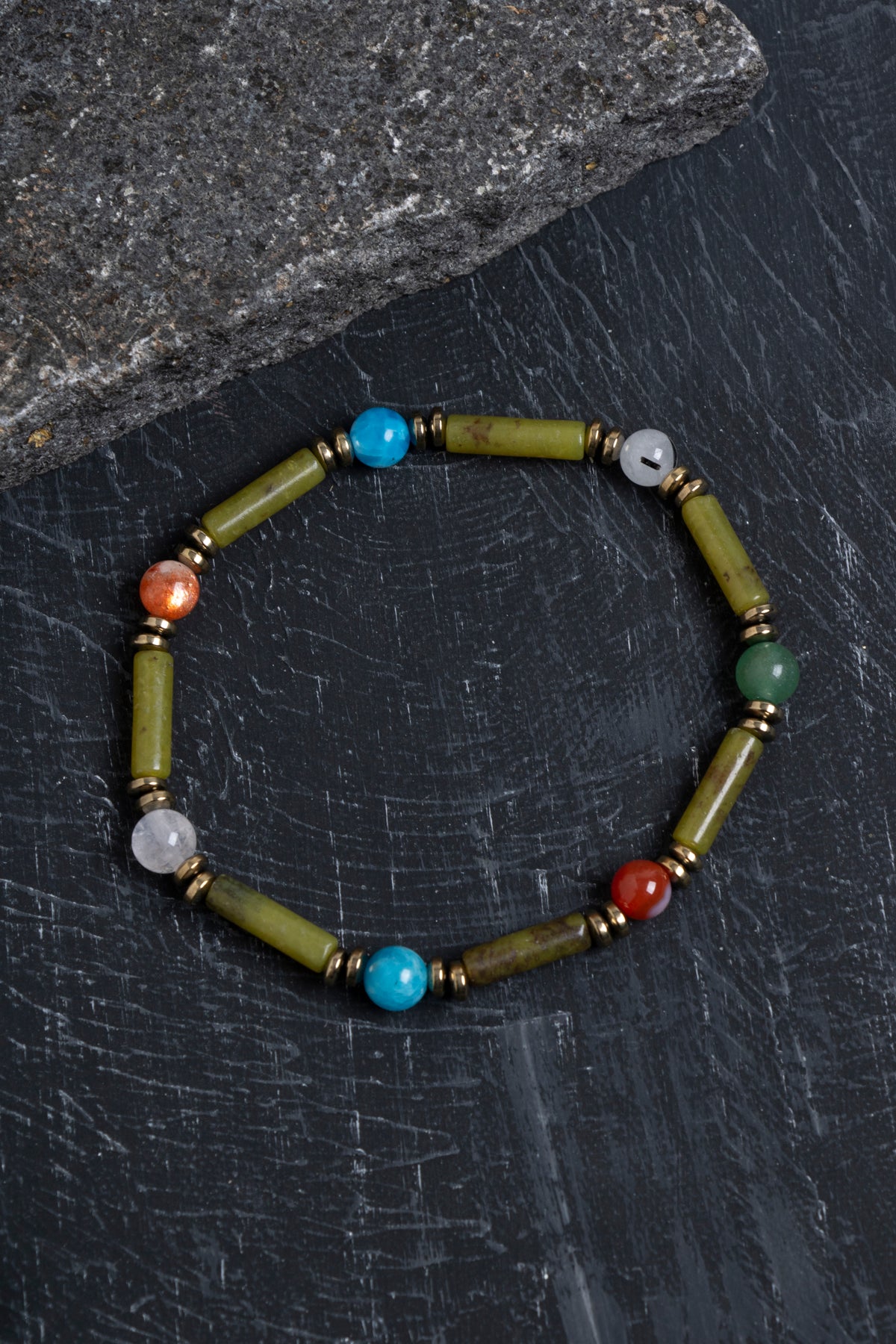 Sertifikalı Yeşim ve İkizler Burcu Doğal Taş Bileklik