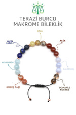 Sertifikalı Terazi Burcu Doğal Taş Makrome Bileklik