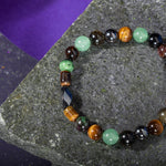 Yengeç Burcu Bileklik Anyolit, Golden Obsidyen, Kaplan Gözü, Yeşil Aventurin