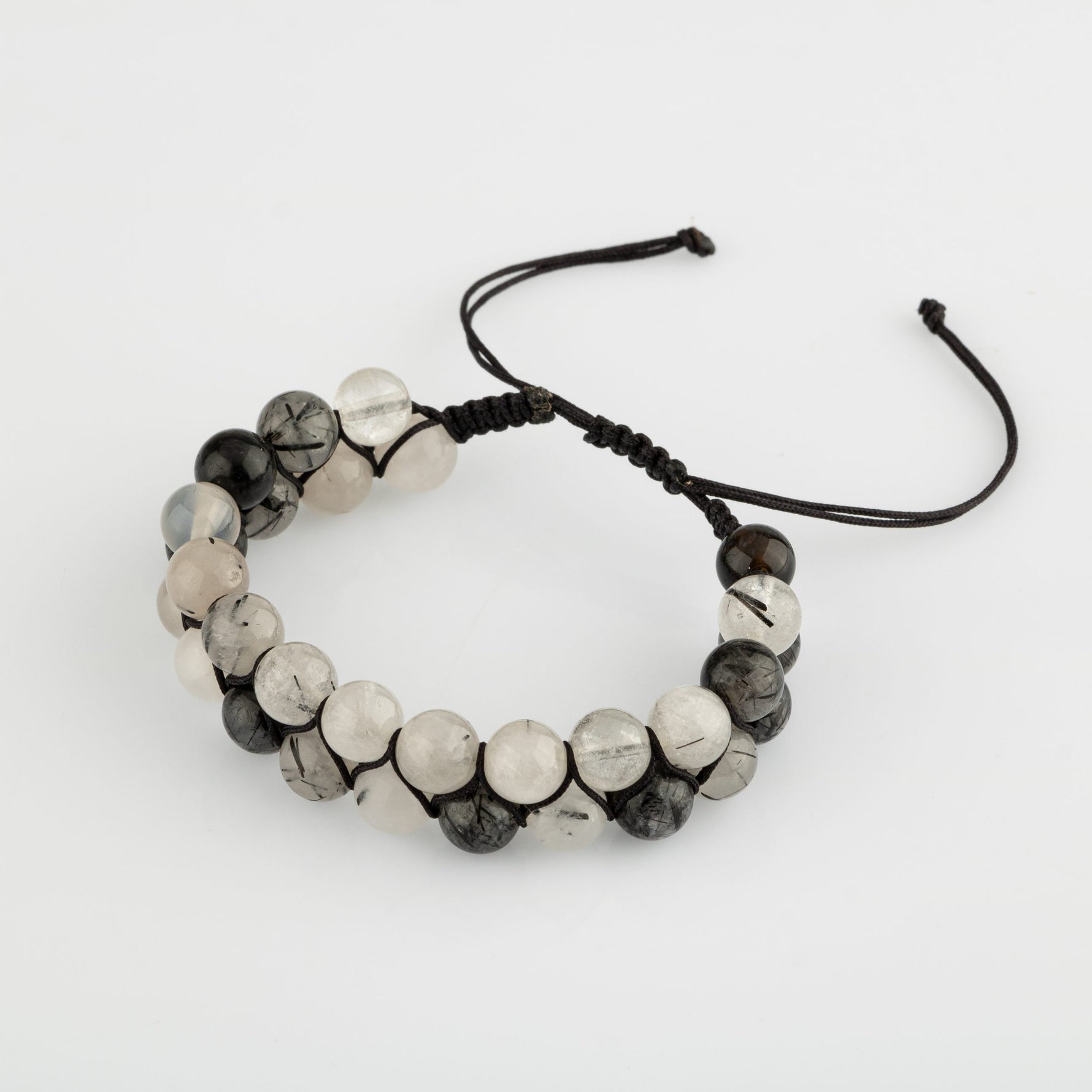 Rutilli Kuvars 8mm Çift Sıra Makrome Doğal Taş Bileklik