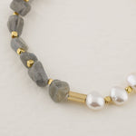 İnci-Labradorit Altın Kaplama Kapama Doğal Taş Bileklik