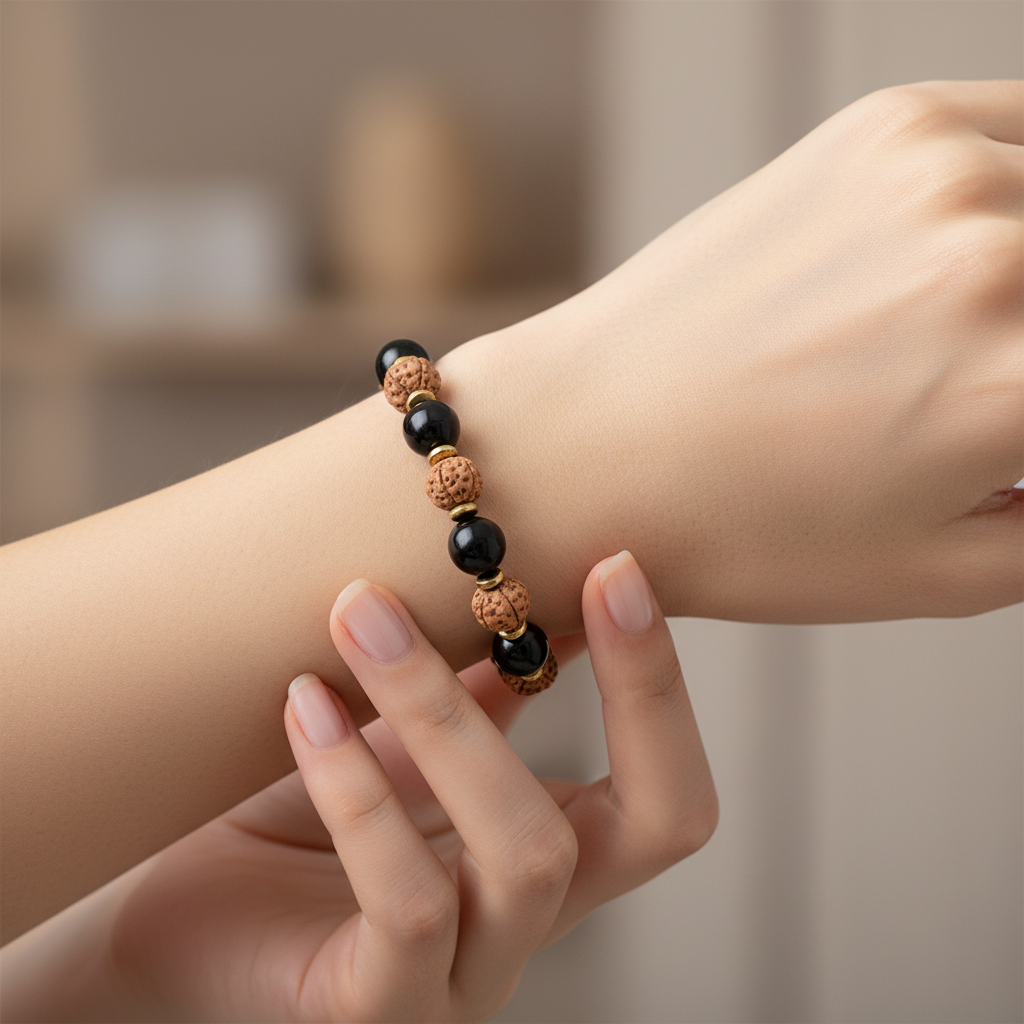 Obsidyen, Rudrashka, Hematit Doğal Taş Bileklik