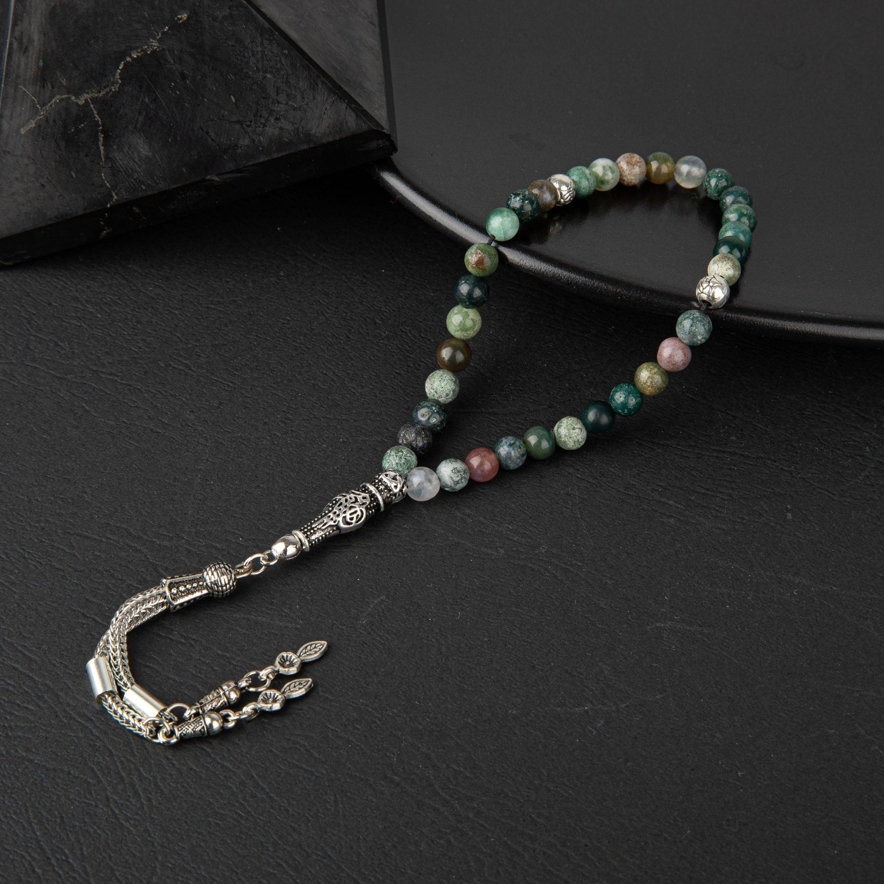 Hint Akiği Doğal Taş Tesbih 33lük - 6mm