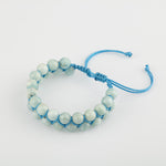 Akuamarin 8mm Çift Sıra Makrome Doğal Taş Bileklik